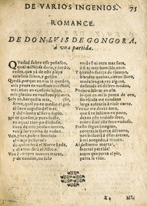 Luis de GOGOORA Y ARGOTE, "Romance a una partda" (baskı) by Unknown artist