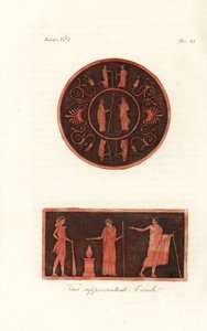 Spartalı Lysander ve Agesilaus II (üstte) ve aslan postlu Herkül, Laconia