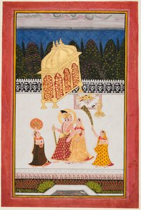 Mewarlı Maharana Ari Singh II (taht. 1761-1773) ve eşi bir terasta by Unknown artist