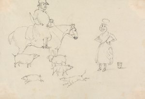 Atlı Adam, Domuzlarla by Unknown artist