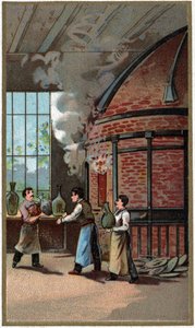 Porselen imalatı: pişirme. 19. yüzyılın sonunun kromolitografisi by Unknown artist