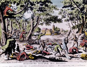 Köylüler tarafından vurulan çapulcular. 18. yüzyıl baskısı Paris, B.N. by Unknown artist