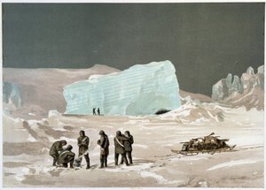 Buzda erkekler ve kızak - Dr. Edward Moos, Marcus Nard & Co, Londra tarafından “” Kutup denizinin kıyıları, bir Arktik keşif anlatımı””nda by Unknown artist