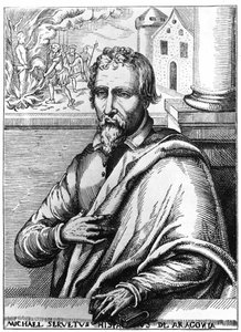 Michel Servet (Michel de Villanueva) (1511-1553), İspanyol doktor ve ilahiyatçı. Oymak by Unknown artist