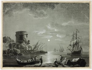 Balıkçı Limanında Ay Işığı Sahnesi by Unknown artist