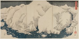 Kiso Yolu üzerinde Dağ ve Nehir by Unknown artist