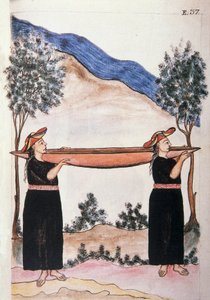 Baltazar Martinez Compañón y Bujanda, Trujillo piskoposu (1782-1785) tarafından yazılan "Trujillo del Peru" veya "Códice Martínez Compañón" kitabından kano giyen Moyobamba Kızılderilileri by Unknown artist