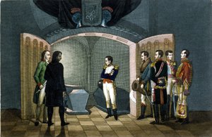 Napolyon Bonapart, Prusya Kralı II. Frederick'in mezarının önünde. by Unknown artist