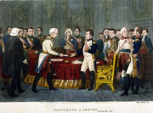 Napolyon I (1769 - 1821), 1808'de Erfurt'ta İskender I ile tanıştı. by Unknown artist