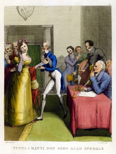 "Her aptal hastanede değildir." 18. yüzyıl atasözleri koleksiyonundan illüstrasyon by Unknown artist
