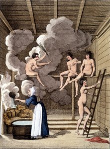 Filandan saunasında çıplak karakterler. 1811