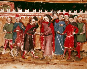 Minyatür gabelle yetkilileri (Bayan H V-5) “Codex de Privileges”” by Unknown artist