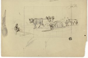 Bir koşu bandında çalışan öküz by Unknown artist