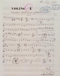 Louis Spohr'un Jessonda operasının uvertüründeki ilk keman için nota sayfası by Unknown artist
