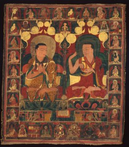 Tartışma Halindeki İki Lamanın Soy Resminin Boyalı Afişi (Thangka) by Unknown artist