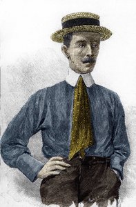 Alberto Santos-Dumont (1873-1932), Brezilyalı havacılık sanatçısı portresi. by Unknown artist