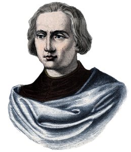 Kristof Kolomb portresi (Christopher Columbus, Cristoforo Colombo, Cristobal Colon) (1451-1506) 19. yüzyılın gravürü by Unknown artist