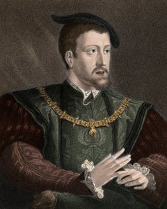 Altın Post Nişanı kolyesi ile İmparator Charles V