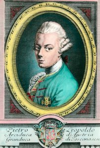 Avusturya Kralı II. Leopold, Toskana Büyük Dükü (1747-1792) portresi. 18. yüzyıl Özel Koleksiyonunun gravürü by Unknown artist