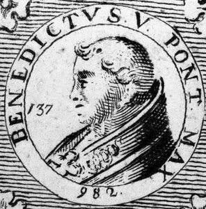 19. yüzyılın Papa Benoit V. Gravür portresi. by Unknown artist