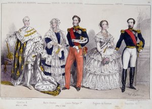 Bourbonların portresi. Soldan sağa: Charles X (1757-1836), Marie Amelie (1782 - 1866), Louis Philippe I (1773-1850), Eugenie de Guzman (1826-1920) ve Napolyon III (1808-1873). by Unknown artist