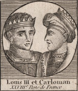 Louis (863/65-882) 879 ve 882 arasında Frank Kralı ve Carloman II (866-884), 879-884 arasında Frank Kralı - Batı Francia Kralı II. Louis ve Batı Kralı II. Carloman