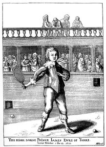 Prens James, York Dükü (1633-1701) palmiye oyunu oynuyor, daha sonra Joseph Strutt tarafından yazılan “İngiltere halkının sporları ve eğlenceleri”nde İngiltere Kralı II. James (James II Stuart) olarak geri döndü. by Unknown artist