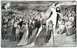 Lourdes'deki hac sırasında alayı, Theophile Alexandre Steinlen'in (1859 - 1923) alegorisi, Emile Zola'nın (1840-1902) “Lourdes”unu “Gil Blas şantiye”den almış. by Unknown artist