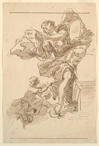 Putti ve Kanatlı Figür by Unknown artist