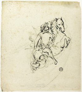 Defne Taçlı Putto, Zıplayan At Üzerinde by Unknown artist