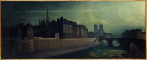 Quai des Orfêvres, Pont Saint-Michel, Notre-Dame, 1860 civarı; gece efekti, bugünkü 1. ve 4. bölgeler, 1855 ile 1865 arası (tuval üzerine yağlıboya) by Unknown artist