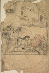 Radha'nın Saçını Giydirmek by Unknown artist