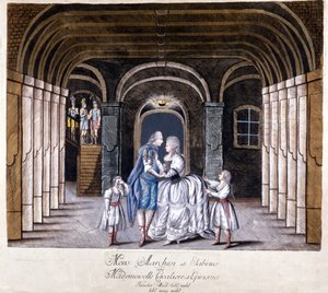 Giuseppe Sarti'nin (1729-1802) 1785'te Viyana'da “Giulio Sabino” operasının temsili. Sahnede Caterina (Katharina) Cavalieri ve hadım Luigi Marchesi. Milano by Unknown artist