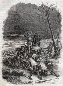 Roland Cymosque halkını katlediyor - “Öfkeli Roland”dan 1851 gravürü by Unknown artist