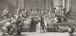 Roma triclinium veya masa ve kanepeli yemek odası by Unknown artist