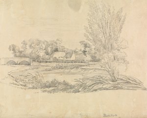 Köprü ve Kulübeler ile Kırsal Manzara by Unknown artist