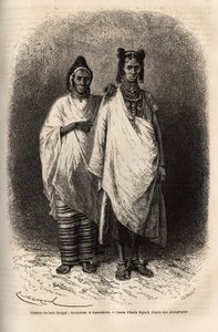 Sarakolese ve Kassonkese kadınları, Yukarı Senegal nüfusu, geleneksel giysiler içinde. 1868