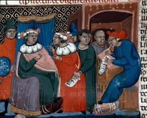 Bizans İmparatoru I. Justinianus (483-565) altında yayınlanan yasa ve kurumların bir koleksiyonu olan Justinian Kodundan (Codex Justinianus) alınan Proses Minyatür Sahnesi by Unknown artist