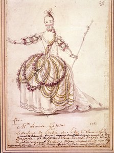 Senaryo: Jean Philippe (Jean-Philippe) Rameau (1683-1764) 1761 tarafından pastoral “” Zais” için kostüm çizimi. Suluboya. by Unknown artist