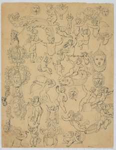 Antikadan sonra putti ve çalışmalar ile levha by Unknown artist