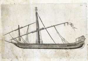 Bir kadırganın yandan görünüşü. 18. yüzyıl gravürü. by Unknown artist