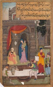 Simeon, Peder Jerome Xavier'in Kutsallık Aynasından (Mir'at al-quds) Meryem ve İsa'yı Tanıdıktan Sonra Önünde Diz çöküyor by Unknown artist