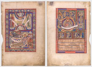 İncil Kitabından Kesilmiş Tek Yaprak: Doğuş (rekto) ve Aziz Matta (verso) by Unknown artist