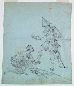 Pamuklu bir baskı için eskiz: Robinson Crusoe by Unknown artist
