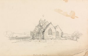 Küçük Bir Kırsal Kilise Taslağı; bir gemi taslağı by Unknown artist
