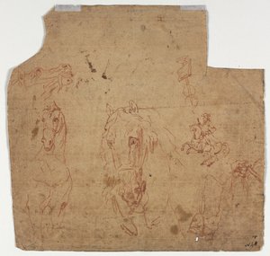 Atların ve Binicilerin Eskizleri (rekto) by Unknown artist
