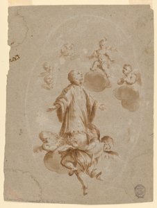 Aziz Aloysius Gonzaga, Cennette Mesih Çocuk tarafından karşılandı by Unknown artist