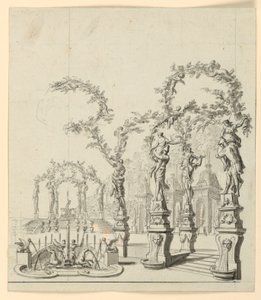 Sahne Tasarımı: Çeşmeli ve Heykelli Bahçe Mimarisi by Unknown artist