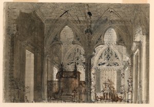 Sahne Tasarımı, Gotik Kilise İçi by Unknown artist
