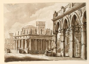 Sahne Tasarımı, Kamu Binası ile Meydan by Unknown artist